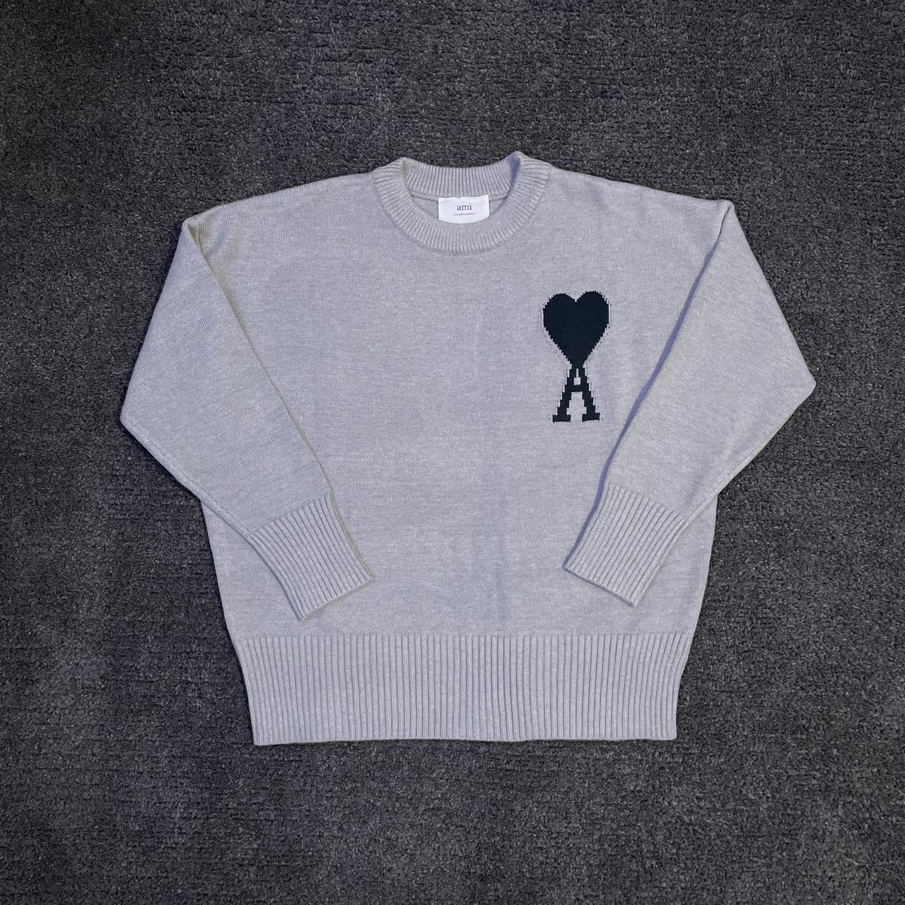 P0 (17) AMI Paris Men's Grey Jumper - Image 1