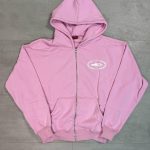 Corteiz Men's Pink and White Hoodie