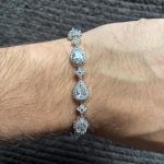 Silver Diamond Gem Tear Drop Bracelet - Image 3