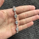 Silver Diamond Gem Tear Drop Bracelet - Image 2