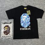BAPE Men's Black and Blue T-shirt
