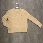 Polo Ralph Lauren Women's Tan and Cream Jumper