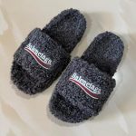 Balenciaga Men's Grey and White Slides